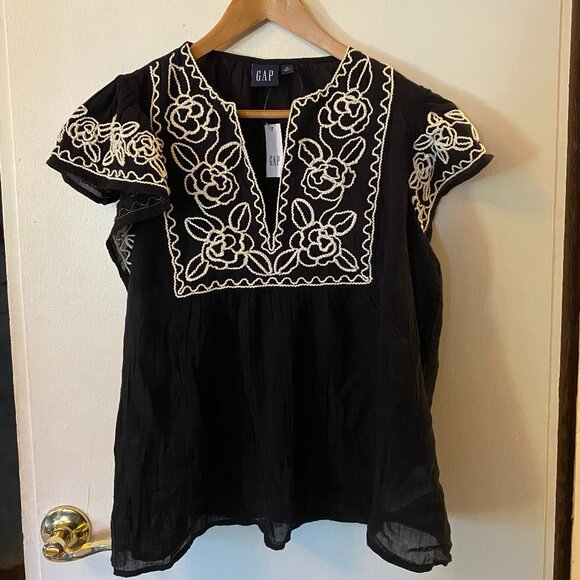 Crinckle Gauze Embroidered Shirt Size Small - Picture 1 of 2